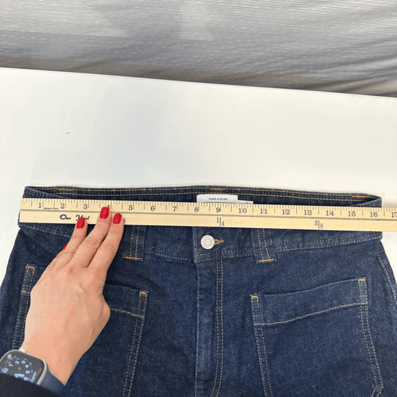& Other Stories Women’s High Rise Wide Leg Jeans Size 12 Dark Wash Denim Pockets - Picture 5 of 13